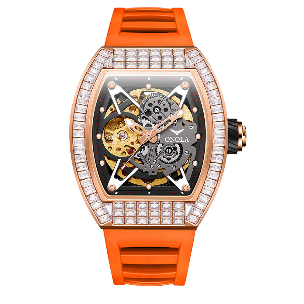 Hollow Automatic Mechanical Watch Men's Silicone Band Waterproof