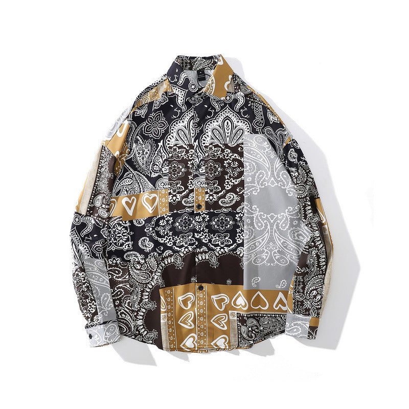 High Street Hip-hop Oil Painting Graffiti Shirt Retro Loose Couple Jacket