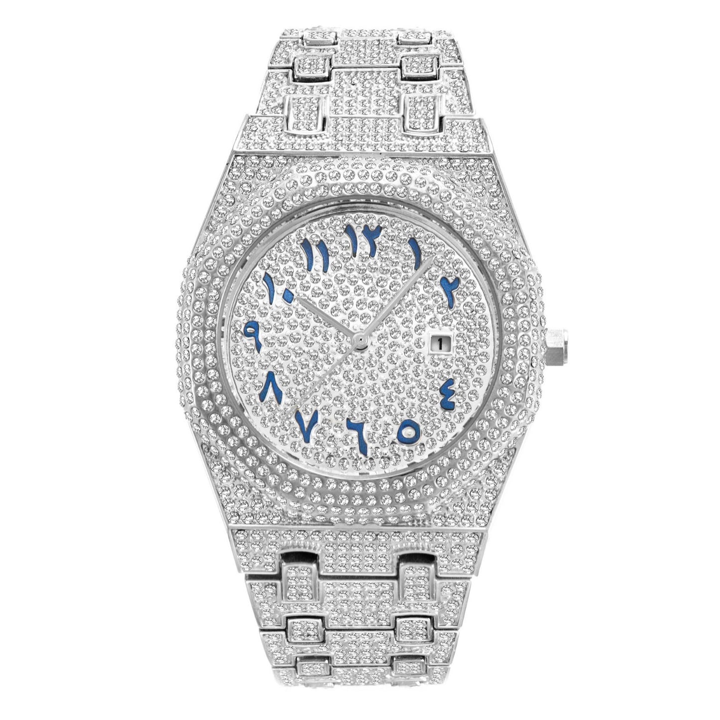 European Hip Hop Full Diamond Arabic Scale Niche Quartz Men's Watch